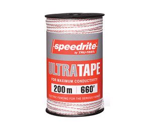 Taśma Ultratape 10 mm x 200 m biała z przeplotem czerwonym